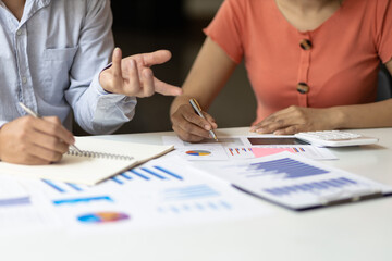 Business meeting finance audit executive discusses to plan work, investment projects, and trading...