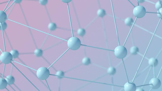 Blue mesh, pink blue gradient background. Abstract animation, 3d render, close-up.