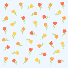 Tulip red orange yellow flowers pattern background nature wrapping paper or textile design