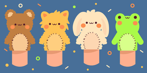 Organic flat finger puppet collection
