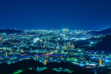 Fototapeta na wymiar 権現山から眺める広島市の夜景(広島市安佐南区緑井町)
