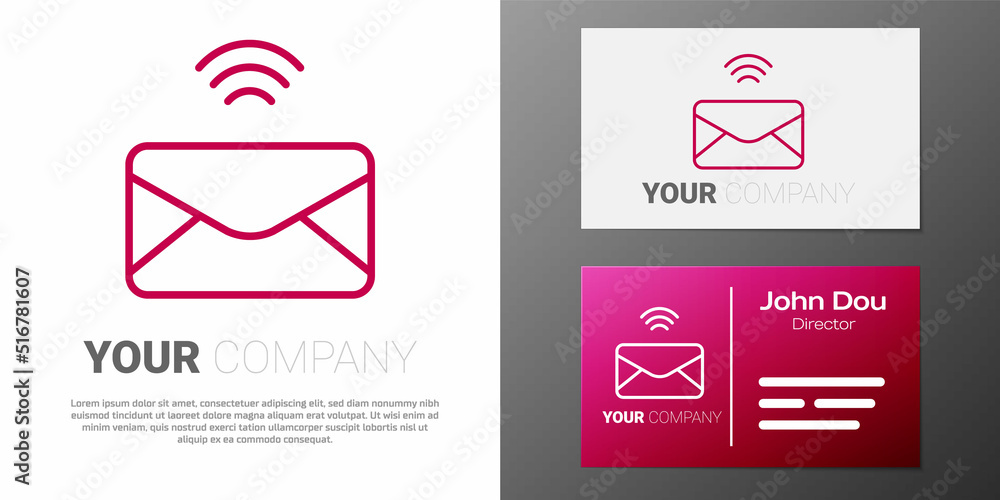 Poster logotype line mail and e-mail icon isolated on white background. envelope symbol e-mail. email messa