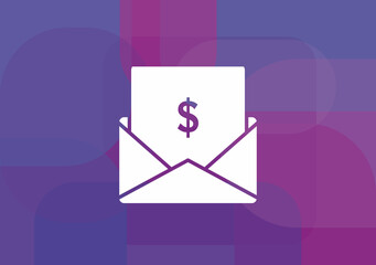 Vector salary icon. Envelope with money. 