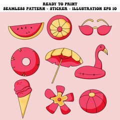 The Summer Element Bundle is suitable for use as design elements, prints, stickers, and others. Package illustration