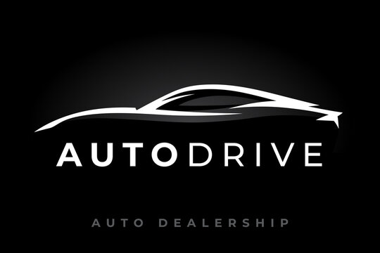 Sports vehicle logo silhouette. Motor car dealer emblem. Auto garage icon. Automotive dealership symbol. Vector illustration.