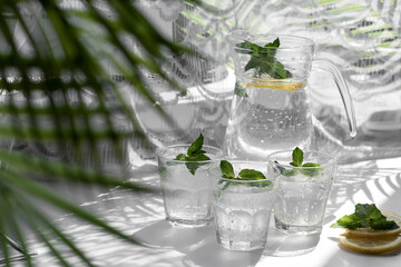 glass of water with mint and lemon
