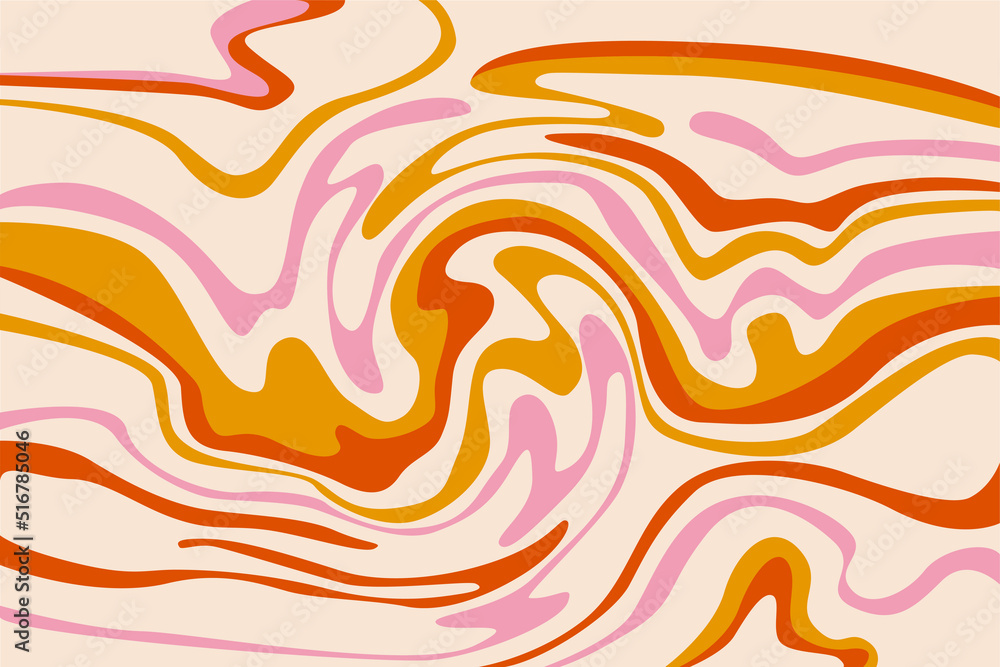 Poster wavy retro abstract texture background. hippie pattern.