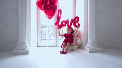 Slow Motion Valentine's Day. Word love letters from the inflatable.