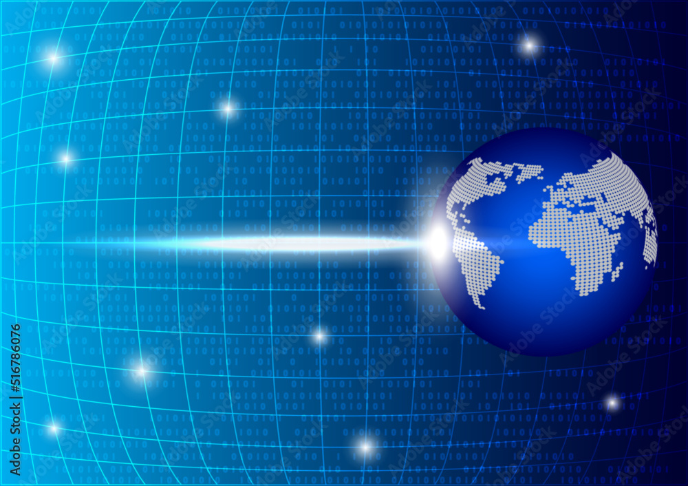 Aufkleber globe on wireframe and digital code, technology background.