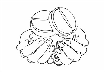 Whiskey in glass with ice continuous one line drawing minimalism design isolated on white background