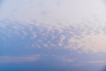 Cloud formation in the sky after rain, colorful twilight