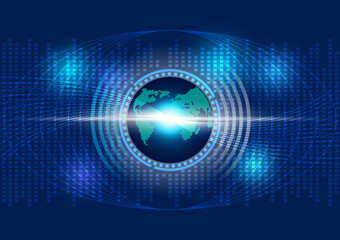 Globe on wireframe and light, technology background.