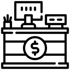 CASH COUNTER line icon,linear,outline,graphic,illustration
