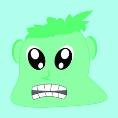 This is a cute illustration of a larva holding back tears