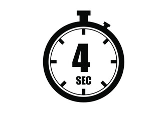4 Seconds timers clock. Time measure. Chronometer vector icon black isolated on white background.