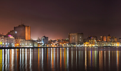 city skyline at night