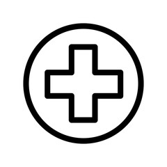 Ambulance icon. Medical plus in a circle. Element of medicine, pharmacy. Plus - modern symbol. Simple vector icon for website design, mobile app, ui. Vector Illustration