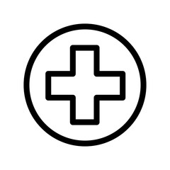 Fototapeta premium Ambulance icon. Medical plus in a circle. Element of medicine, pharmacy. Plus - modern symbol. Simple vector icon for website design, mobile app, ui. Vector Illustration
