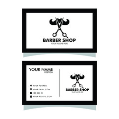 barber shop business card and logo black and white 