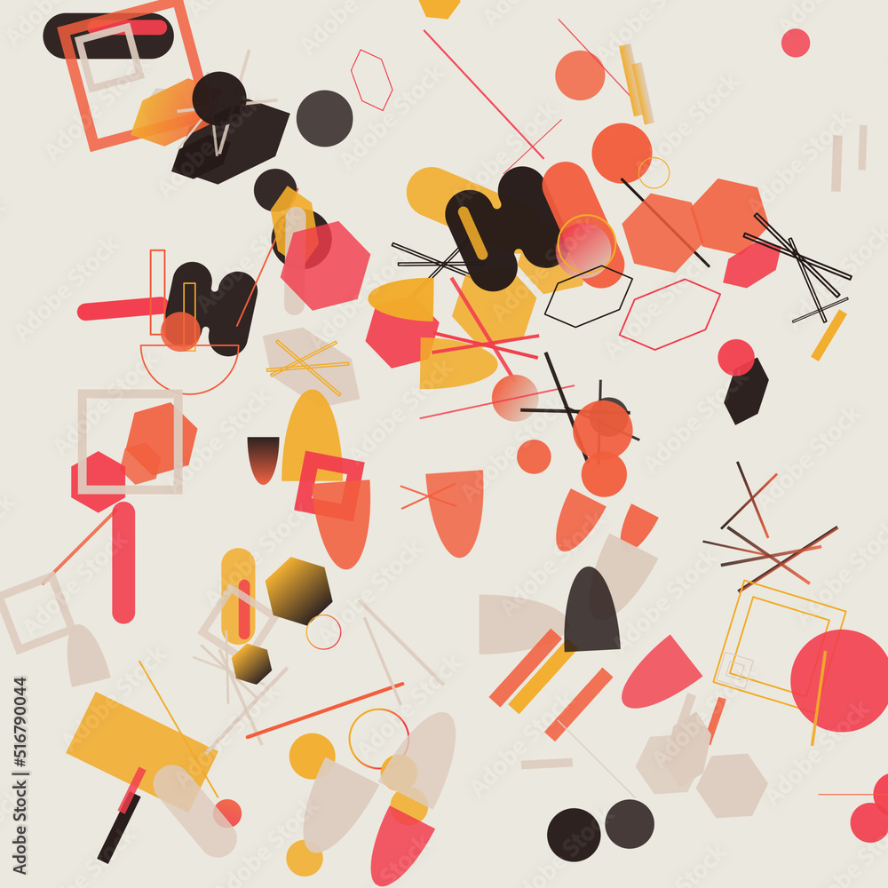 Poster abstract vector graphics made with generative art approach using geometric shapes
