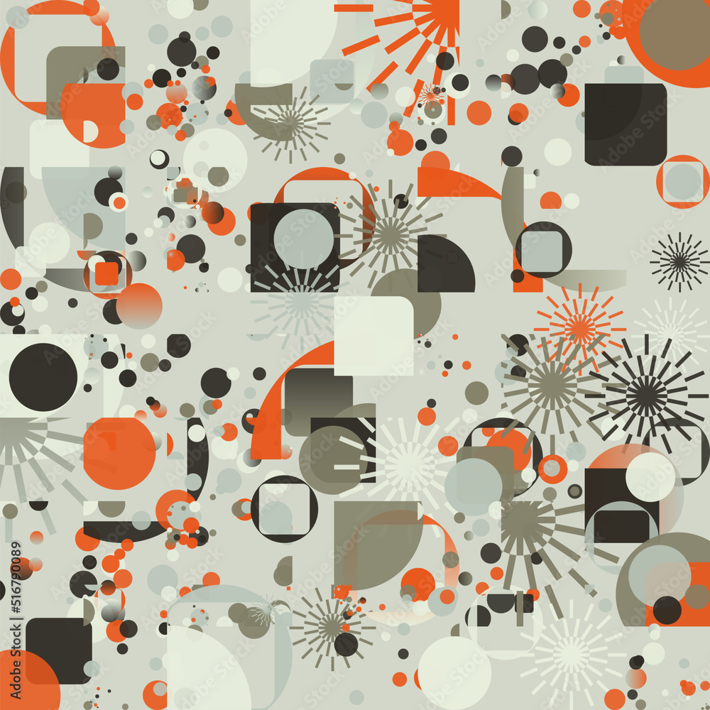 Poster digital collage graphics pattern made with generative art elements and vector geometric shapes