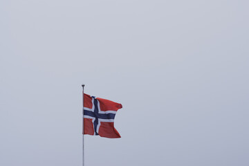 Norwegian flag with the wind