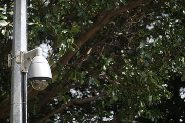 CCTV security camera operating outdoor 