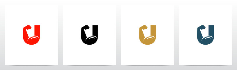 Bicep Muscle Arm On Letter Logo Design U © recehan