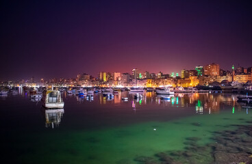 Night day at alexandria coast egypt

