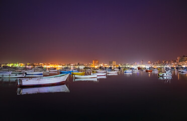 Fototapeta na wymiar Night day at alexandria coast egypt