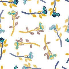Naklejka premium Abstract flower seamless pattern. Creative floral wallpaper. Naive art style.