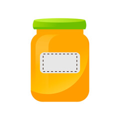 Jar of honey or jam isolated on white background. Homemade  jam. Vector illustration.