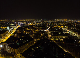 Fototapeta na wymiar The capital of Vojvodina, Novi sad at night. Aerial photography.
