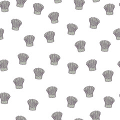 Chef hat engraved seamless pattern. Kitchen traditional element for cook in hand drawn style.