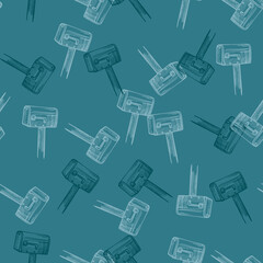 Mailbox engraved seamless pattern. Vintage letterbox in hand drawn style.