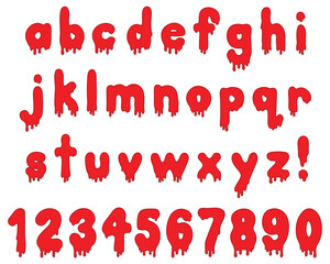 Dripping Horror Blood Lowercase Alphabet Letter and Number Clipart Set