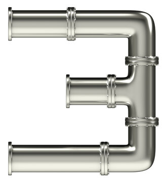 Number 3 made of steel pipes, isolated on white, 3d rendering