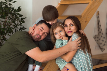 Loving family boy with Down syndrome