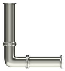 Letter L made of steel pipes, isolated on white, 3d rendering