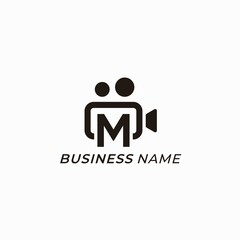 design logo combine letter M and video