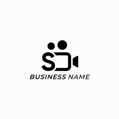 Fototapeta premium design logo combine letter S and camera video