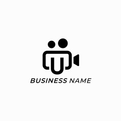 design logo combine video camrea and letter U