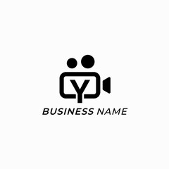 design logo creative letter Y and video camera