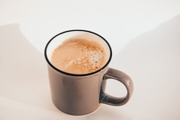 morning cappuccino cup natural grey color