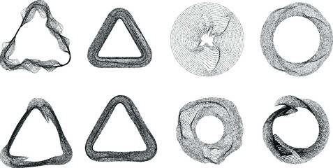 Grunge lines with rough edges  in Circle Form . Spiral Vector Illustration .Textured round Logo . Design element . Abstract Geometric circular shapes .Rotating grunge radial line. Concentric circles