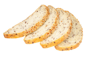 Whole wheat bread slices homemade baked isolated on the white product