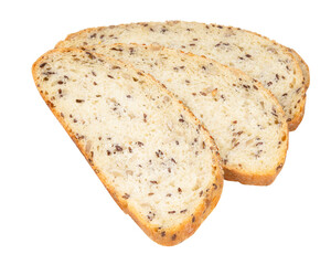 Whole wheat bread slices homemade baked isolated on the white product