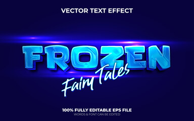 Editable 3D Vector Frozen Fairy Tales Text Effect with Blue Ice Color