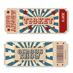 template of tickets to the circus, carnival, cinema. in vintage style. vector illustration
