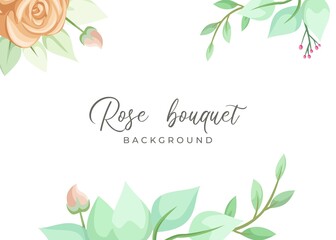 Pink rose flower with greenery frame border on white background. Beautiful background for wedding or engagement invitation, greeting card, poster, banner design